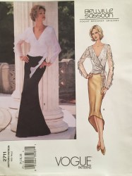 2711 VOGUE BELLVILLE SASSOON TULIP SKIRT LENGTHS, WRAP TOP PATTERN 8-12